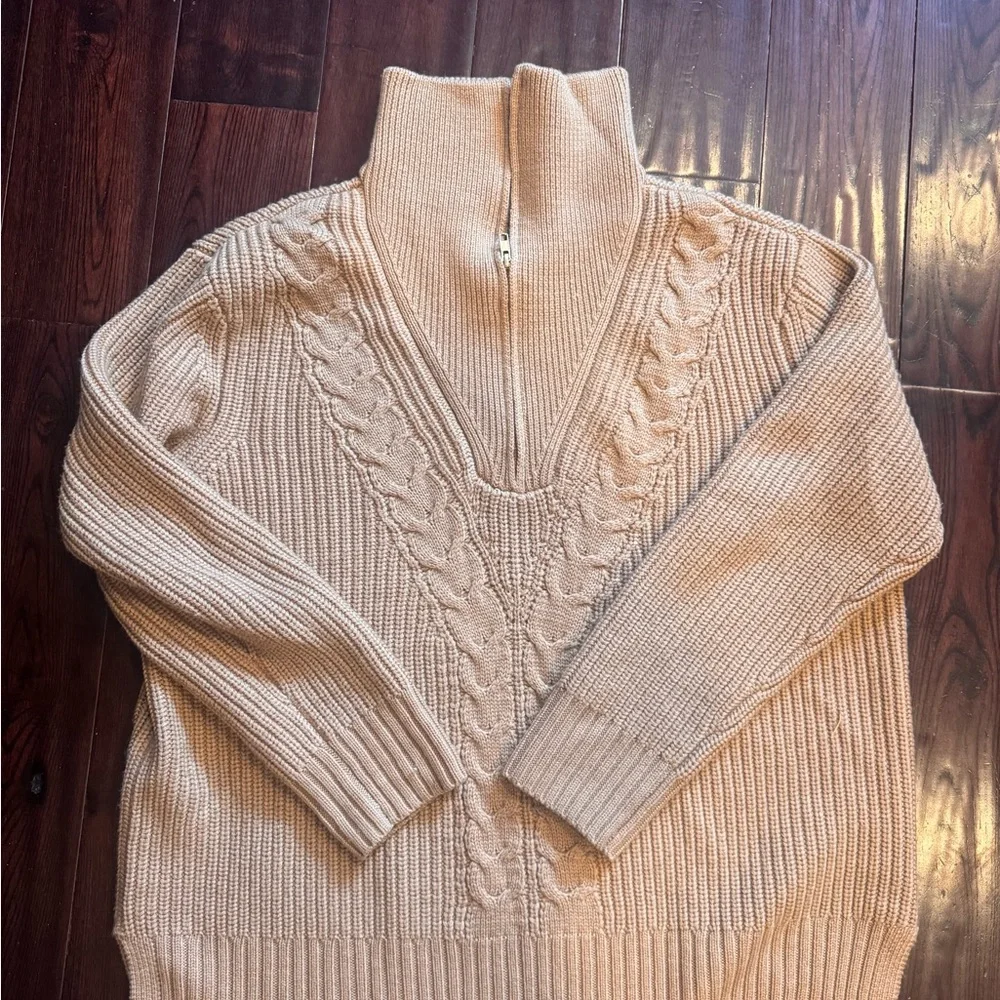 NWOT Tuckernuck Camel Cable Knit Wool Sweater | Size L | Classic Preppy - Picture 1 of 6